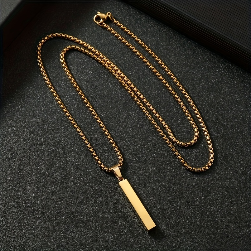 High-Quality Stainless Steel Rectangular Prism Pendant Necklace